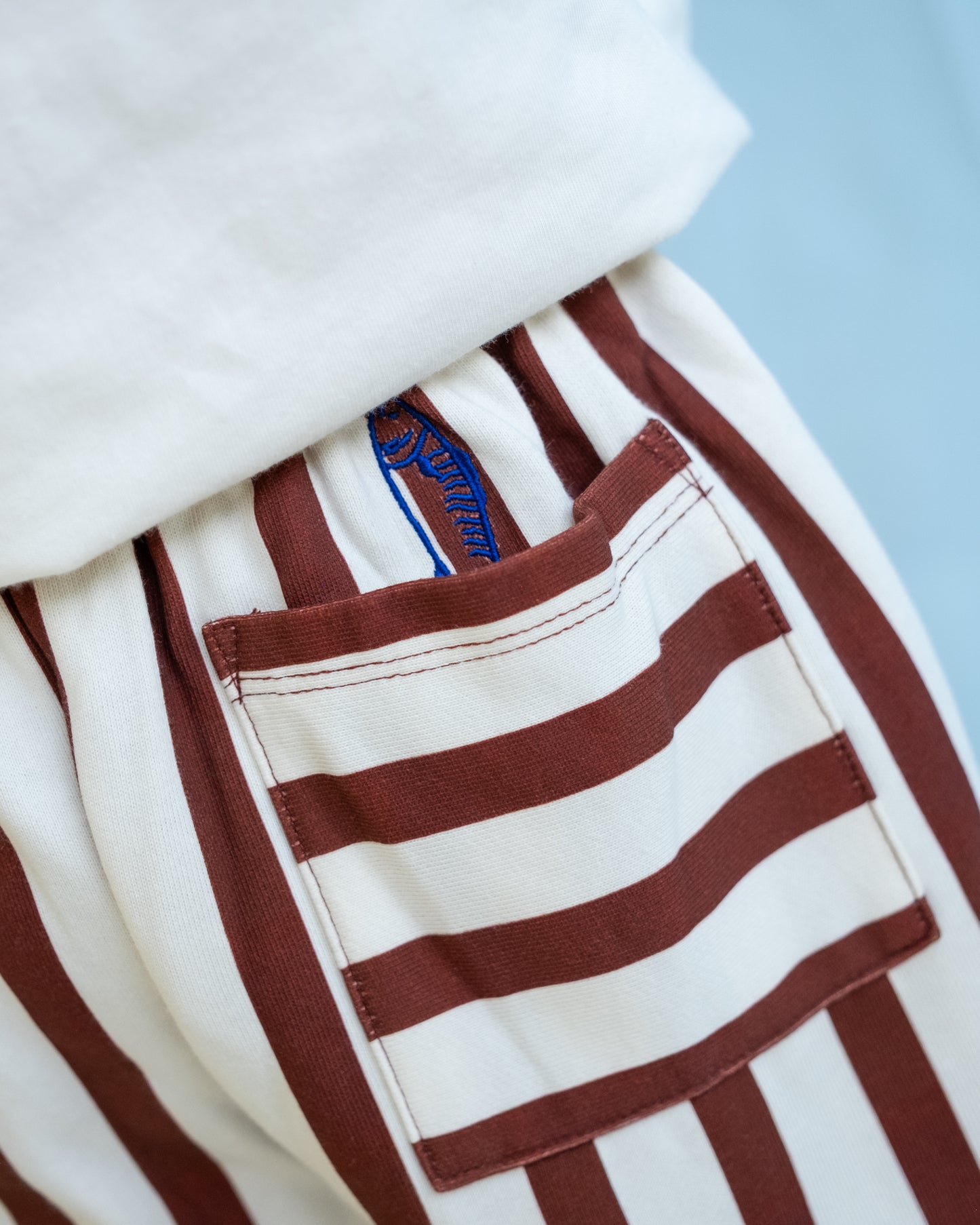 Organic French Terry Striped Pants - Maroon