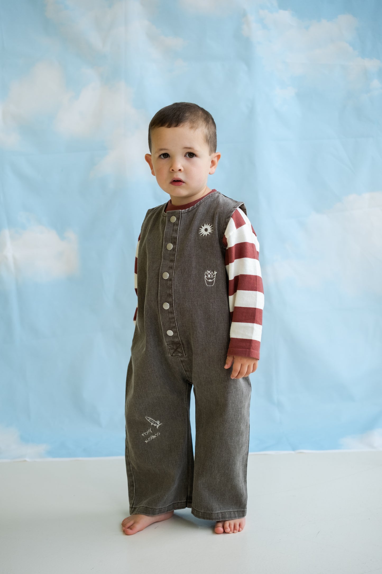 Fishy Business Denim Jumpsuit - Ash