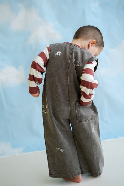 Fishy Business Denim Jumpsuit - Ash