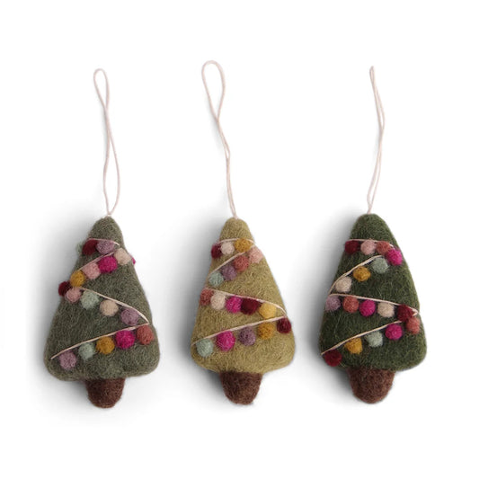Christmas Tree w/Garland Felt Decoration 3pk