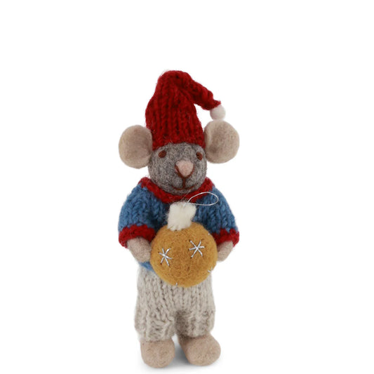 Mouse Boy Small Grey with Bauble