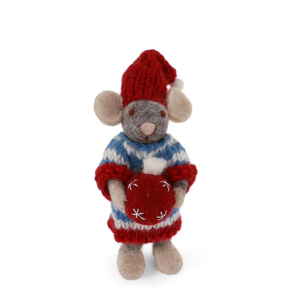Mouse Girl Small Grey with Bauble