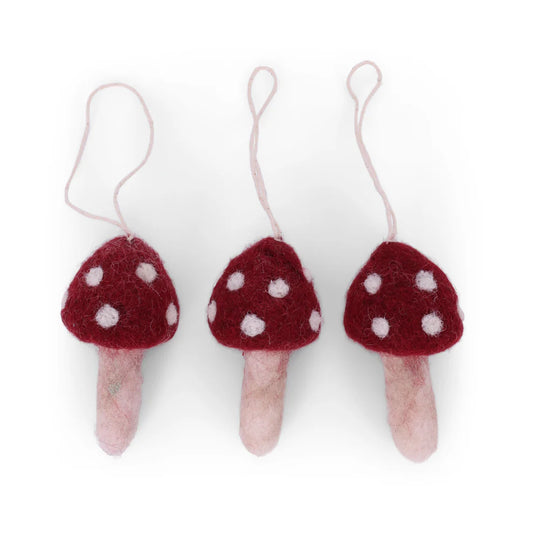 Felt Mushrooms Decoration Red 3pk