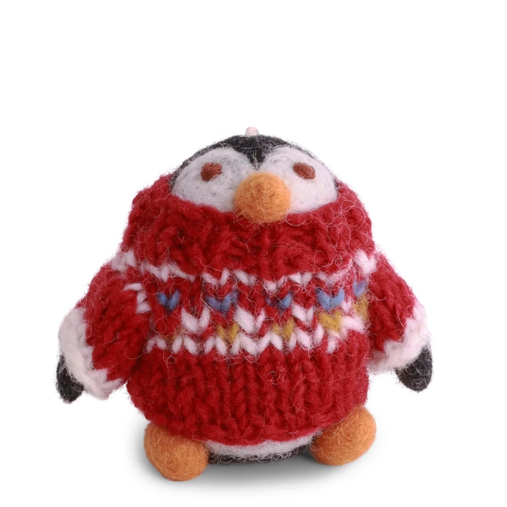Penguin with Sweater Felt Decoration