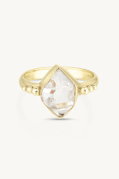 Herkimer Diamond Gold Ring ~ 6/S