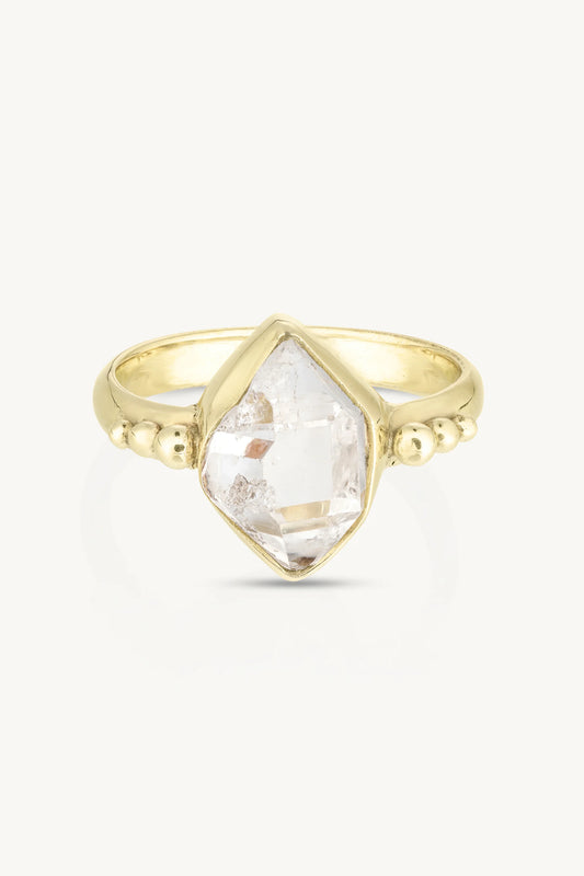 Herkimer Diamond Gold Ring ~ 6/S