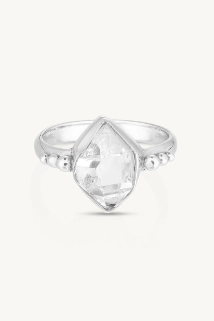 Herkimer Diamond Silver Ring ~ 8/L