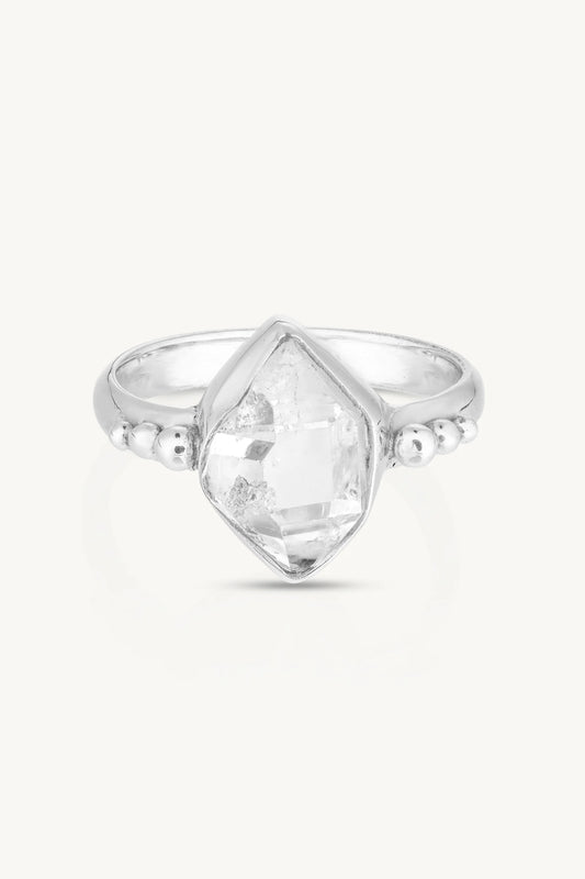 Herkimer Diamond Silver Ring ~ 8/L