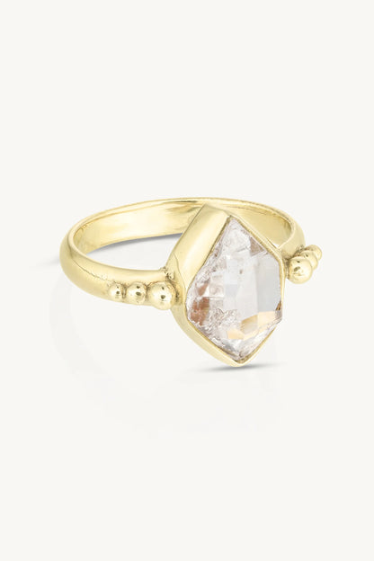 Herkimer Diamond Gold Ring ~ 7/M