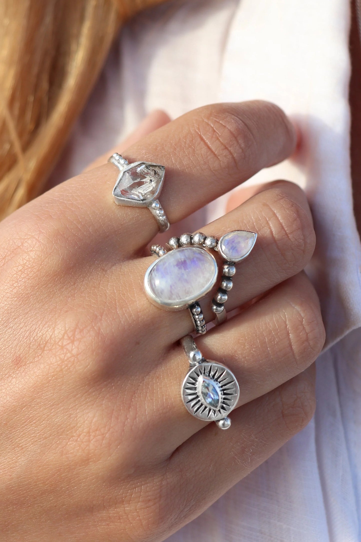 Herkimer Diamond Silver Ring ~ 8/L