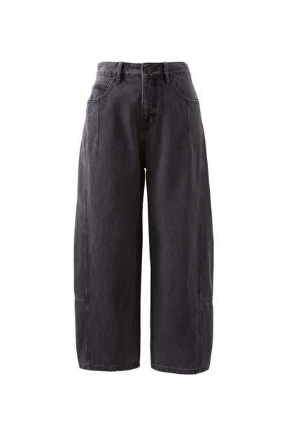Tapered Barrel Leg Jean Faded Black