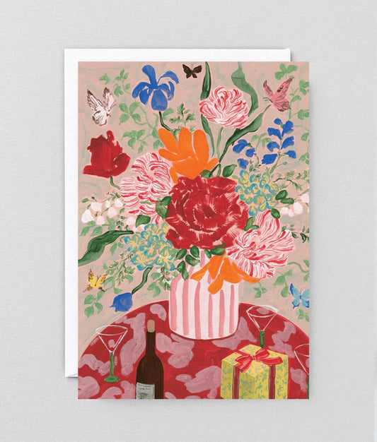 Bouquet and Champagne Card