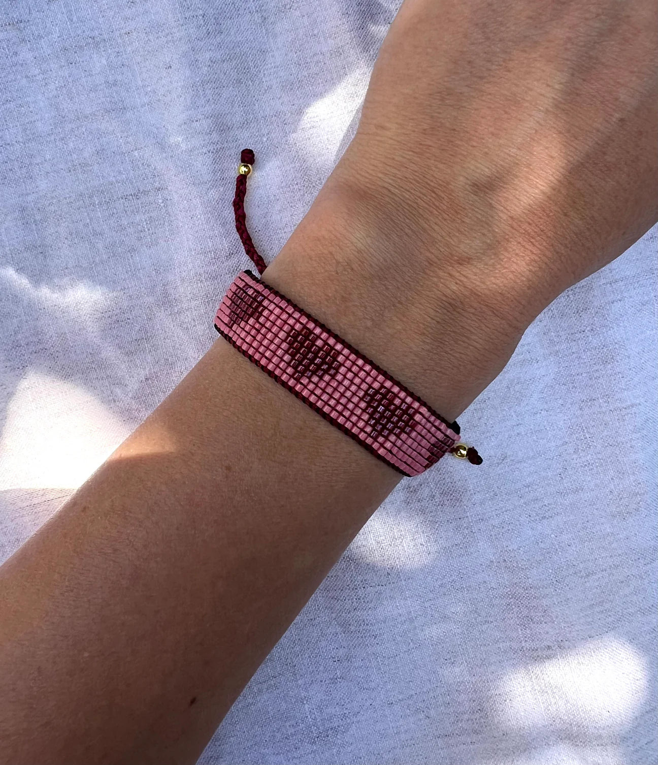 Hearts Pink Beaded Bracelet