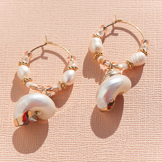Shell Pearl Hoops