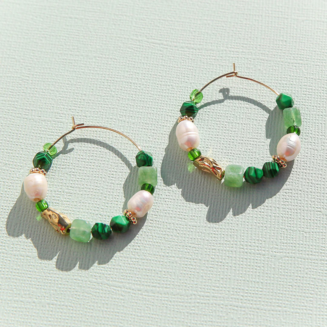 Large Emerald Hoops