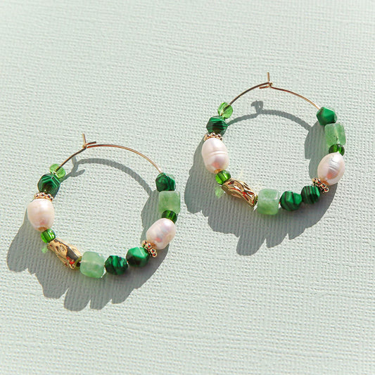Large Emerald Hoops