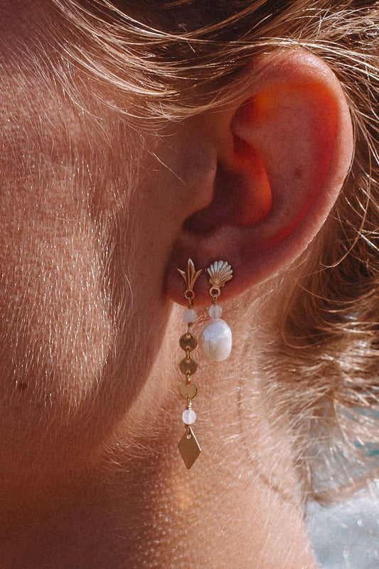Gold Fill Shell, Gem and Pearl Studs