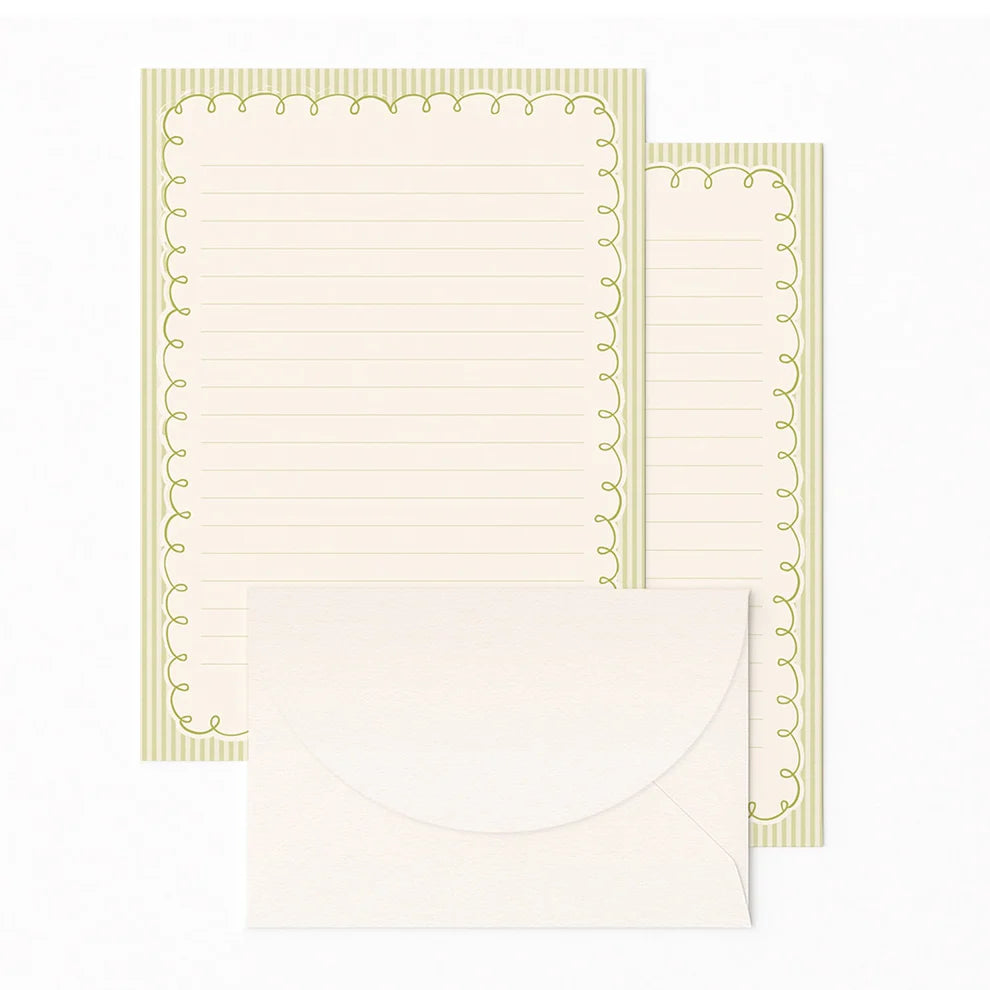 Vert Pinstripe Letter Writing Set