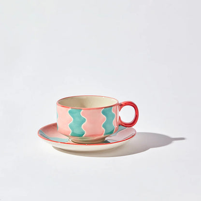 Teal Lyon Cup + Saucer Set