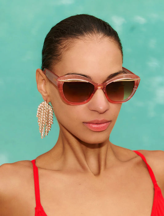 Rosé Glow ~ Pink Glitter Browline Sunglasses