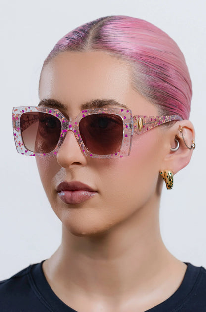 Glitterati Pink Glitter Sunglasses