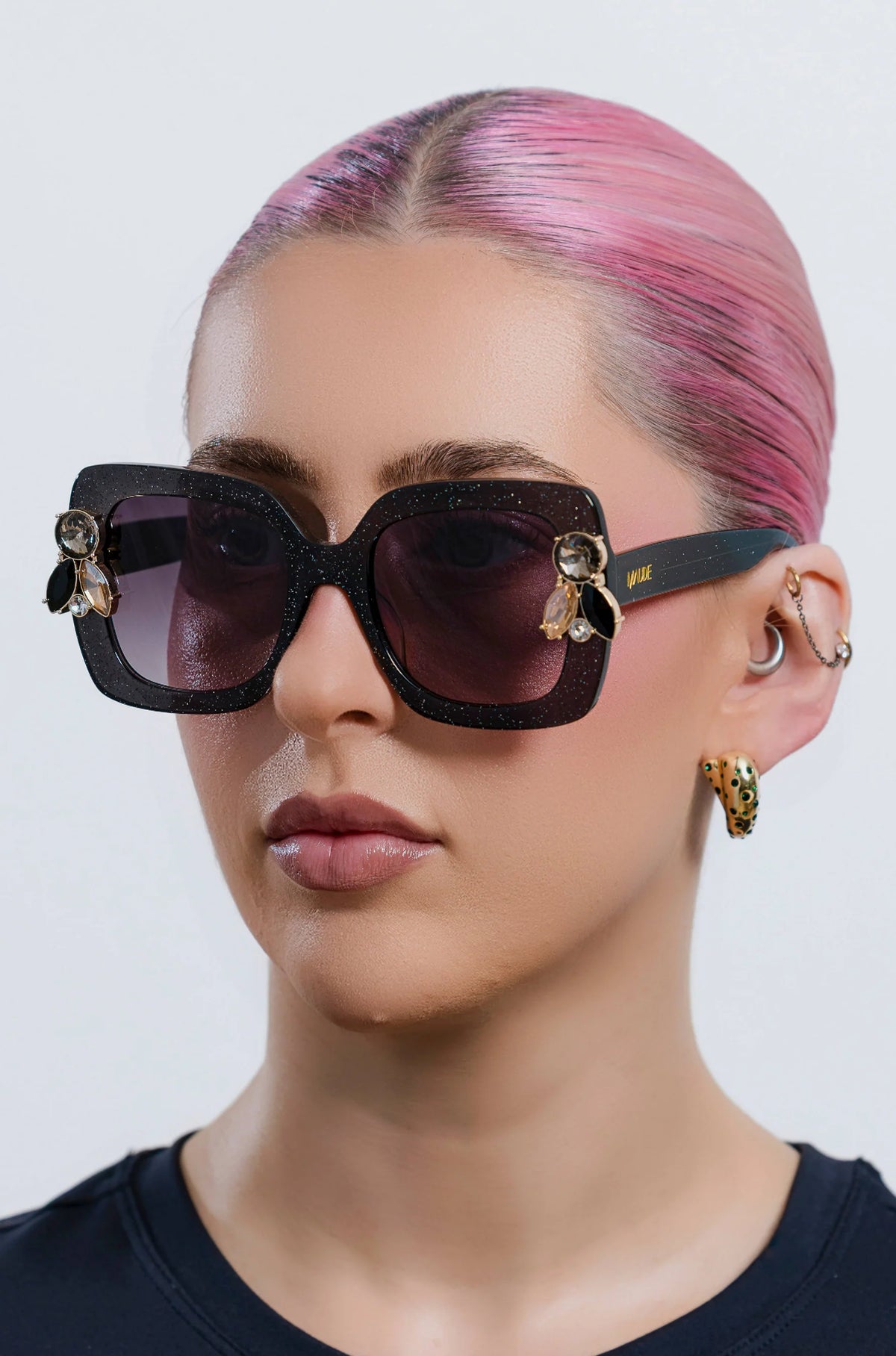 Liquorich Black Glitter Sunglasses