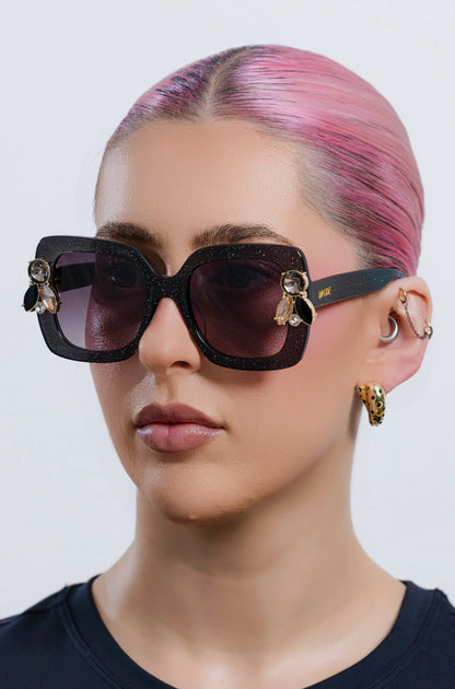 Liquorich Black Glitter Sunglasses