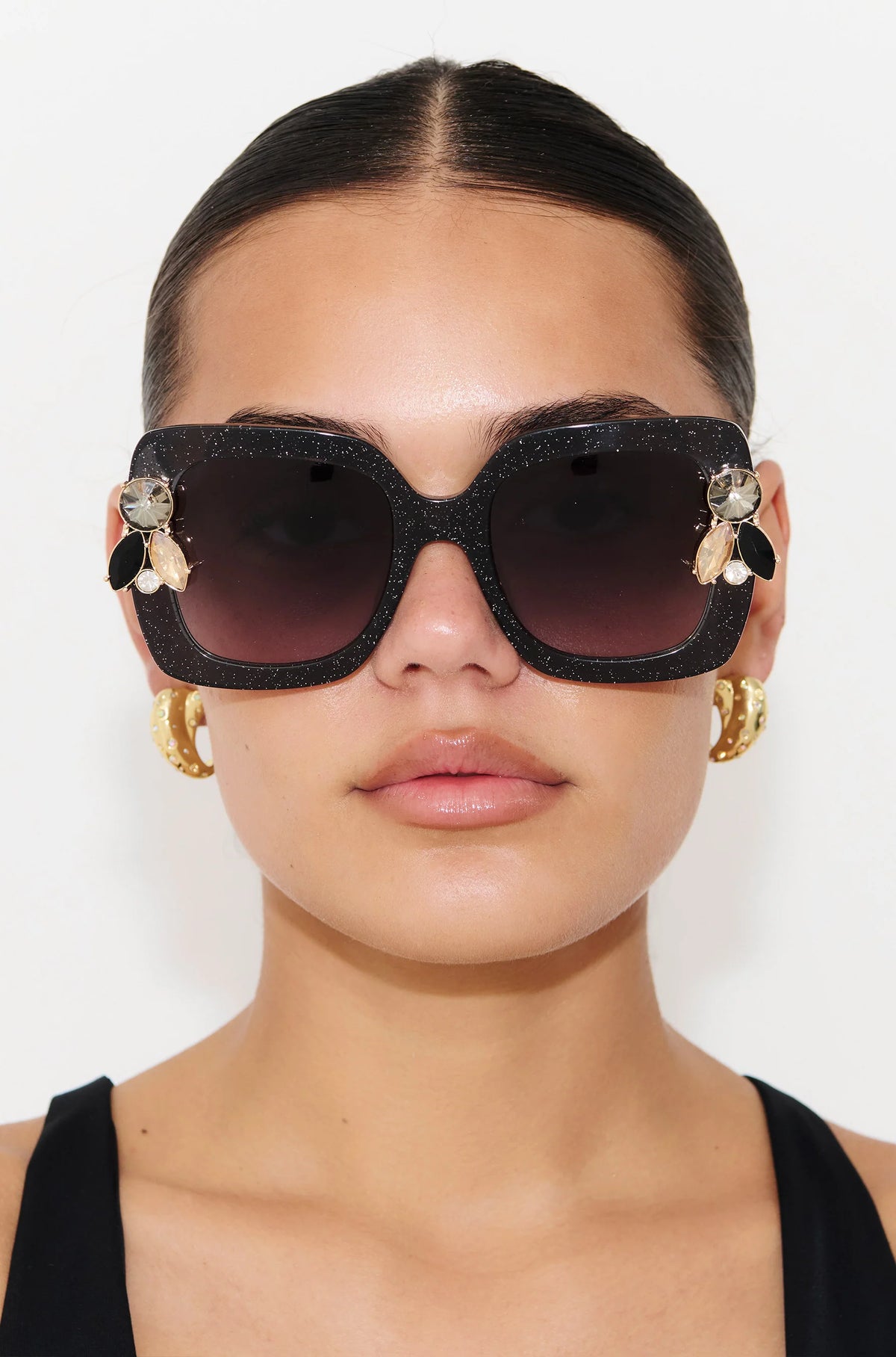 Liquorich Black Glitter Sunglasses