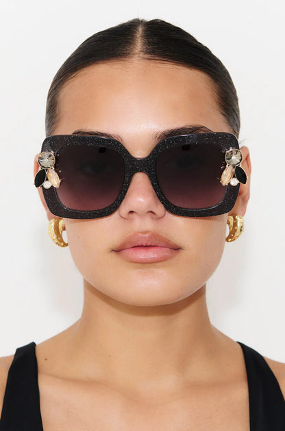 Liquorich Black Glitter Sunglasses