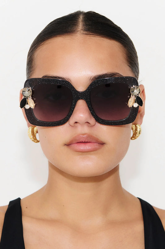Liquorich Black Glitter Sunglasses