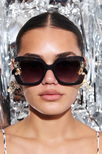 Liquorich Black Glitter Sunglasses