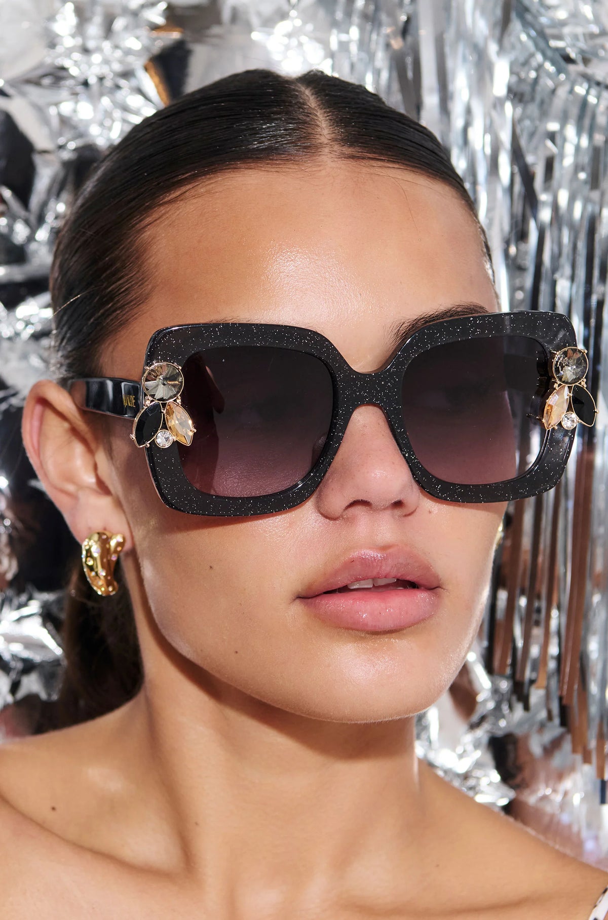Liquorich Black Glitter Sunglasses