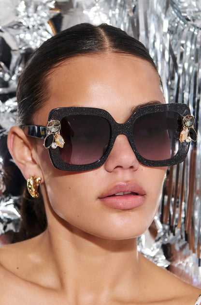 Liquorich Black Glitter Sunglasses