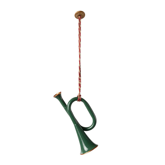 Metal Ornament Trumpet - Dark Green