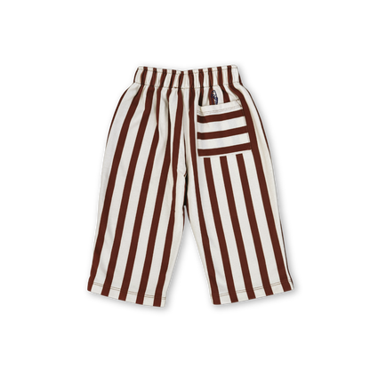 Organic French Terry Striped Pants - Maroon