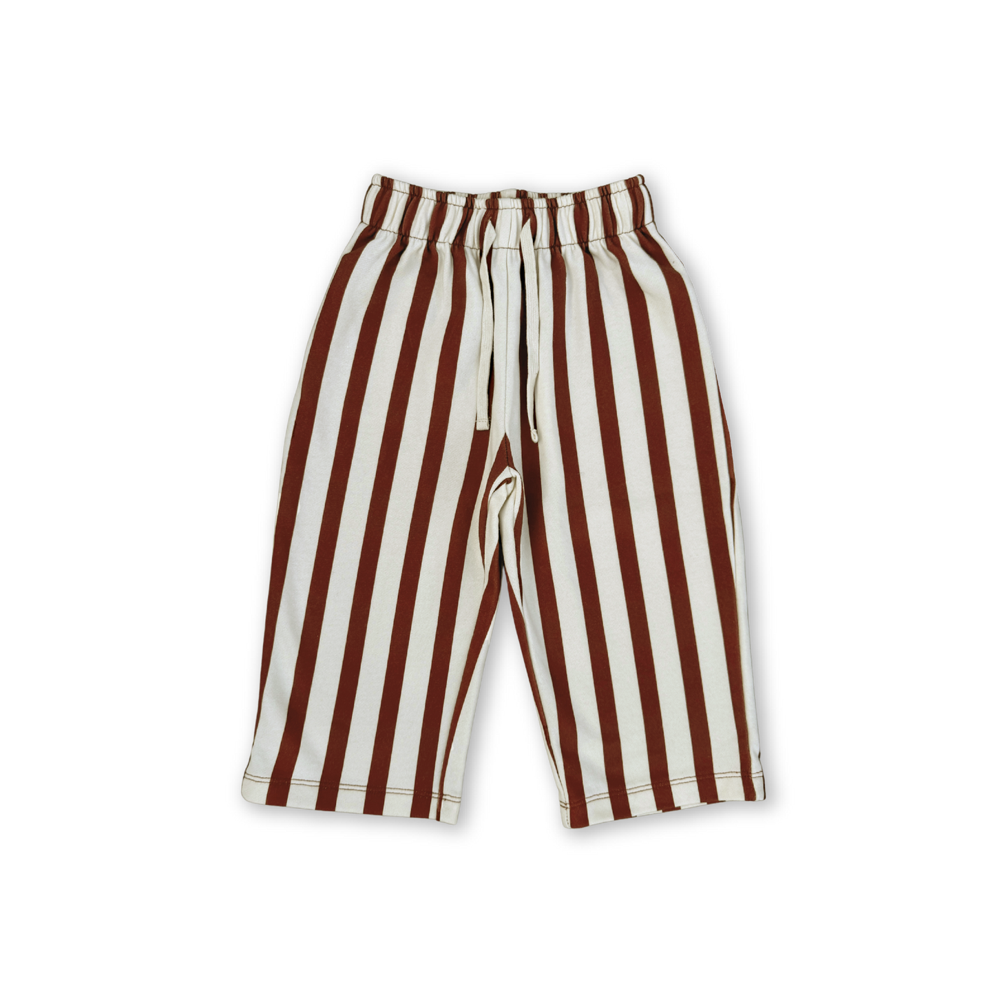 Organic French Terry Striped Pants - Maroon