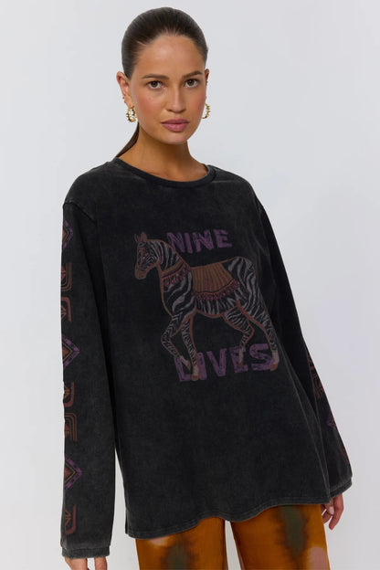 Mirage Long Sleeve Tee in Noir