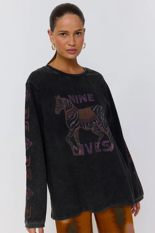 Mirage Long Sleeve Tee in Noir