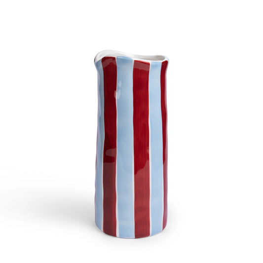 Medium Stripe Jug ~ Burgundy + Blue Stripe