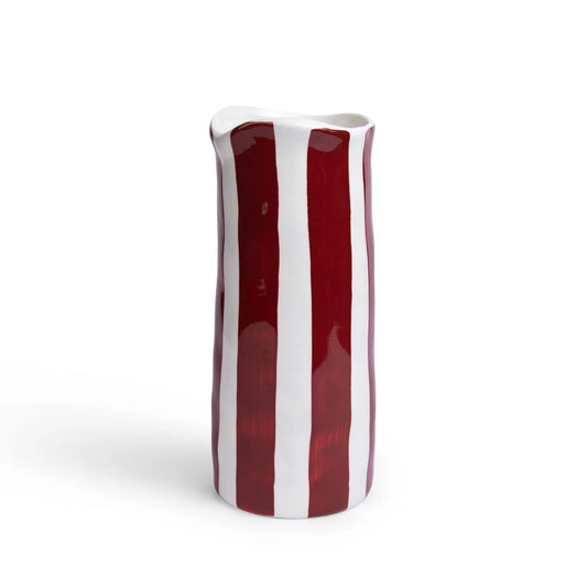 Medium Ceramic Vase ~ Burgundy Stripe