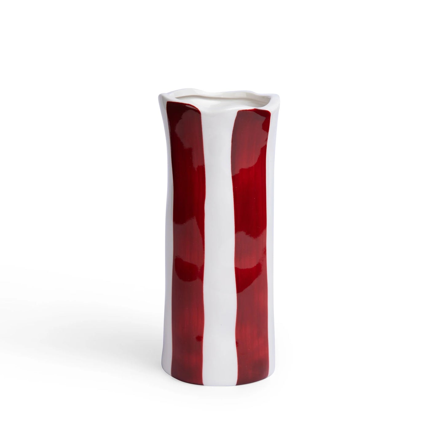 Small Stripe Vase ~ Burgundy Stripe