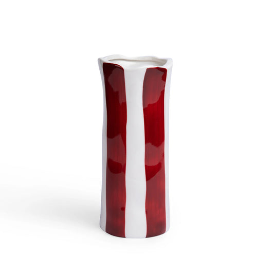 Small Stripe Vase ~ Burgundy Stripe
