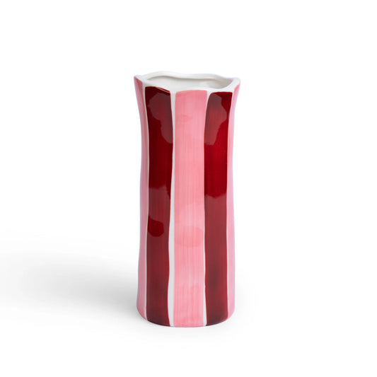 Small Stripe Vase ~ Burgundy + Pink