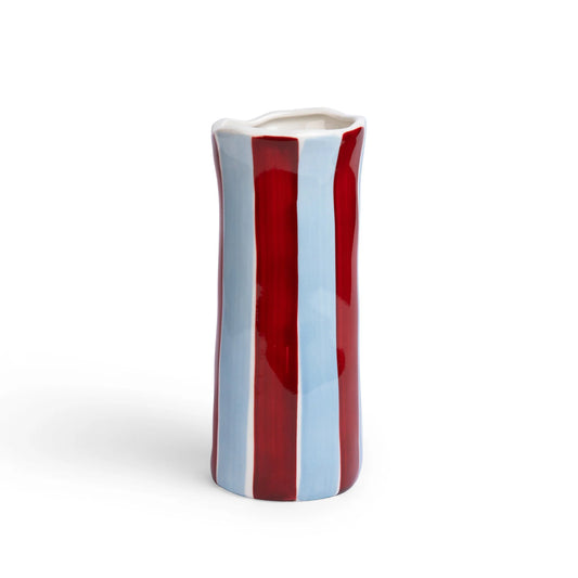 Small Stripe Vase ~ Burgundy + Blue