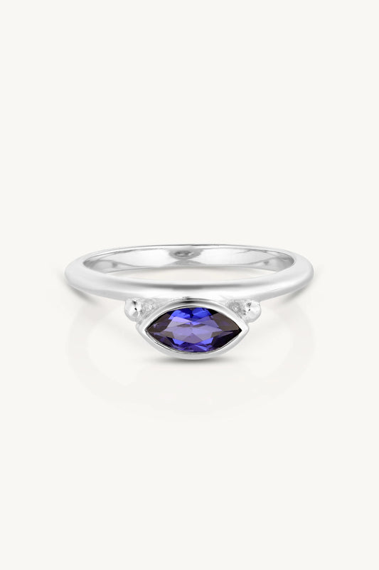 Nyra Marquise Sapphire Silver Stacker ~ 8/L
