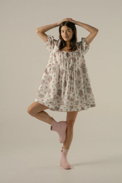 Ivy Smock Mini Dress in Ivy Lilac Garden