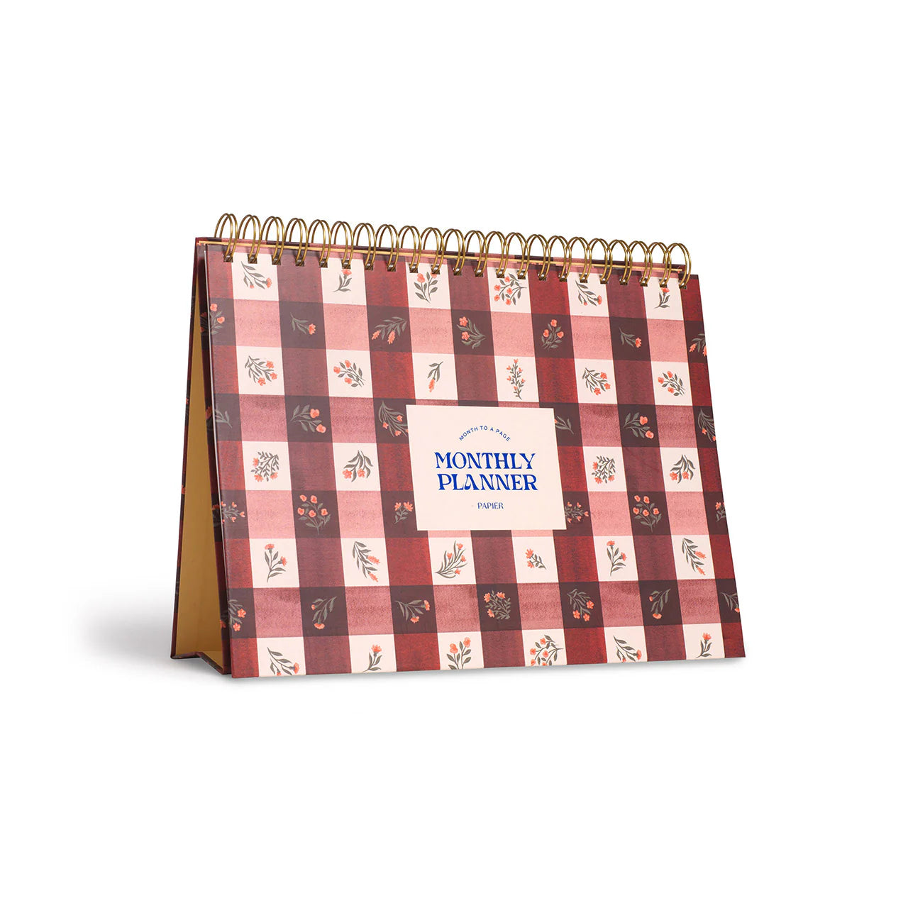 Floral Gingham Spiral Top Monthly Desk Pad