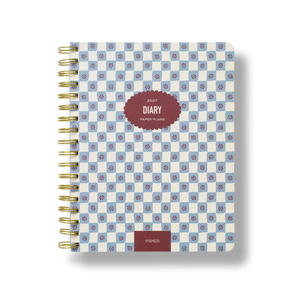 2027 Weekly Diary ~ Softcover Spiral Petals in Check