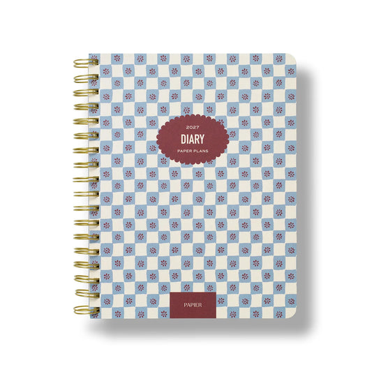 2027 Weekly Diary ~ Softcover Spiral Petals in Check