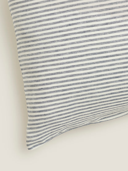 100% Linen Pillowcase Set of 2 Blue Stripes